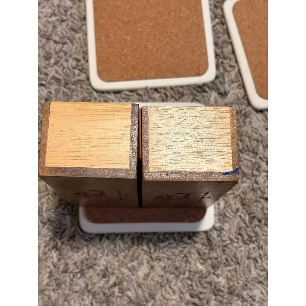Set of 7 Floral Ceramic Cork Back Coasters w/ Pioneer Woman Wooden Holder